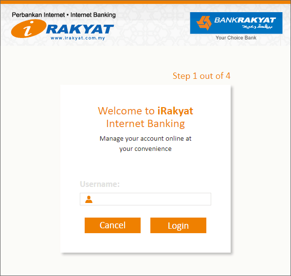 Banking bank rakyat internet iRakyat, Login